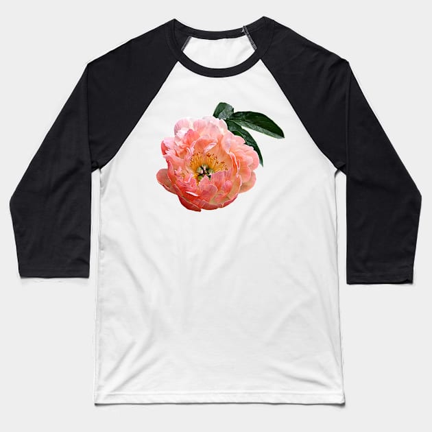 Pink Peony in Sunshine Baseball T-Shirt by SusanSavad